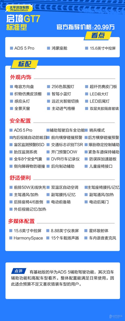 启境GT7标准版外观实拍图，重点展示前脸造型、大灯组设计，体现运动风格