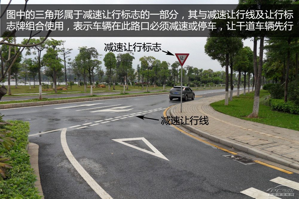 路边黄实线停车被贴条的实拍图，展示黄实线和违停车辆