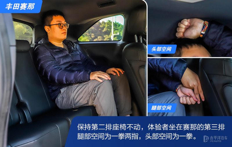 丰田赛那第三排座椅完全收纳后的后备箱空间，展示纯平地台与开口高度
