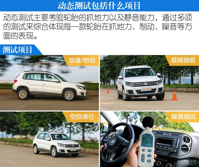 测试车辆进行绕桩测试，车身侧倾姿态对比，标注轮胎型号